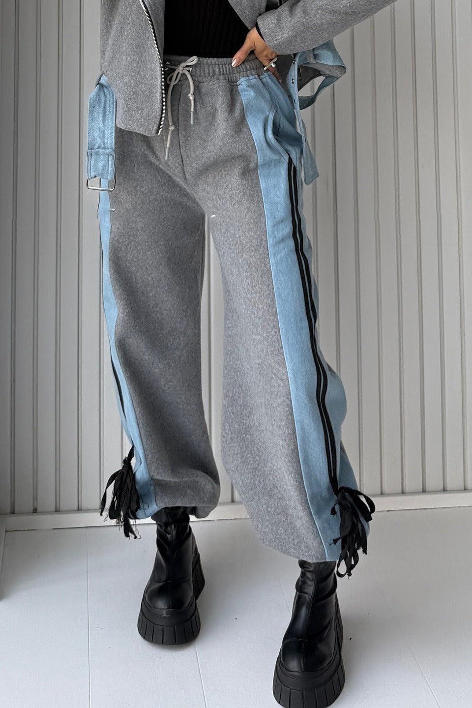 Workwear Stripe Panel Straight Leg Pants