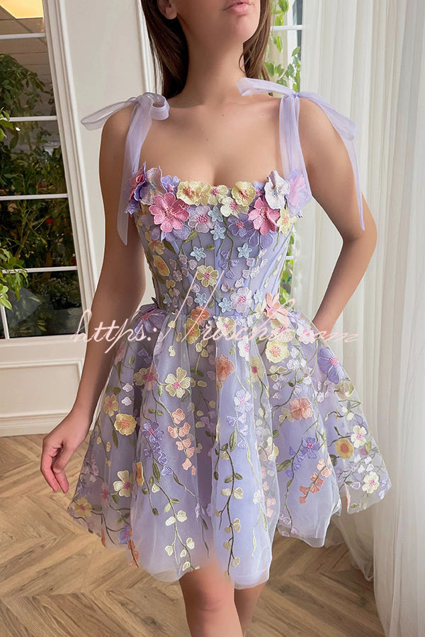 Lavender Lace Up High Waisted Back Zip Mini Dress