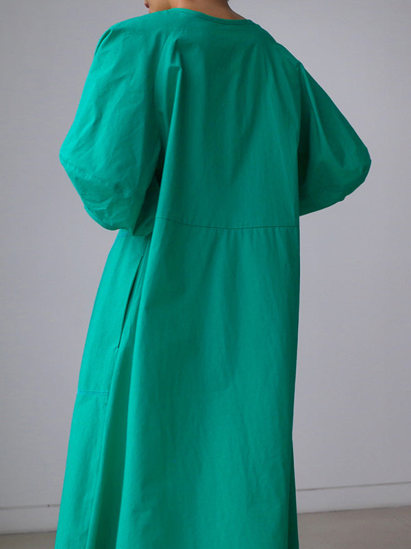 Original Bishop Sleeve Color Midi Dress