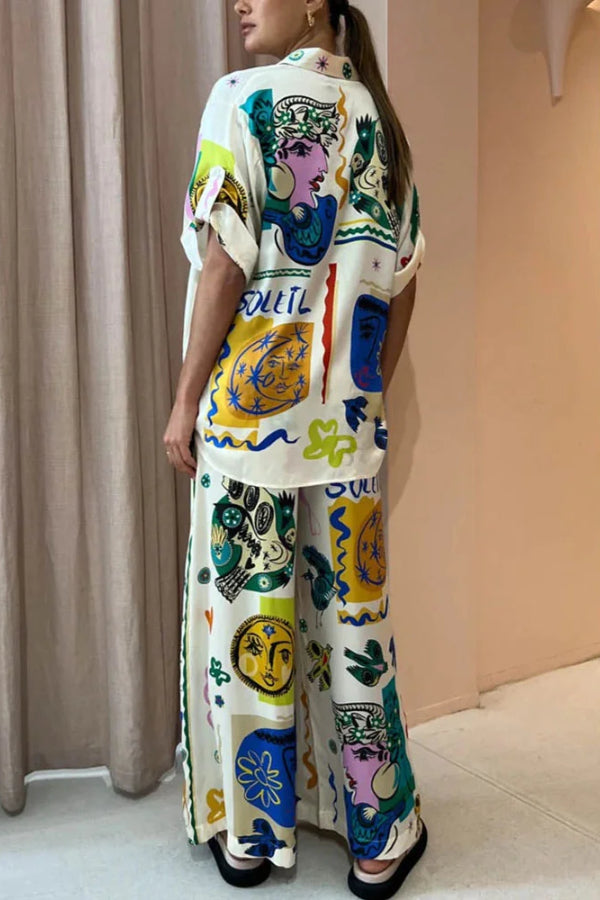 Artistic Graffiti Print Two-piece Set