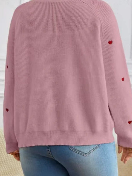 Heart Embroidery V-neck Knit Cardigan