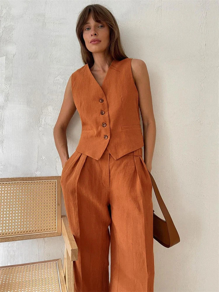 2 Piece-set Wide Leg Trousers Patchwork High Waist Straight Legg Outfits Vestidos ’s Pants Sets