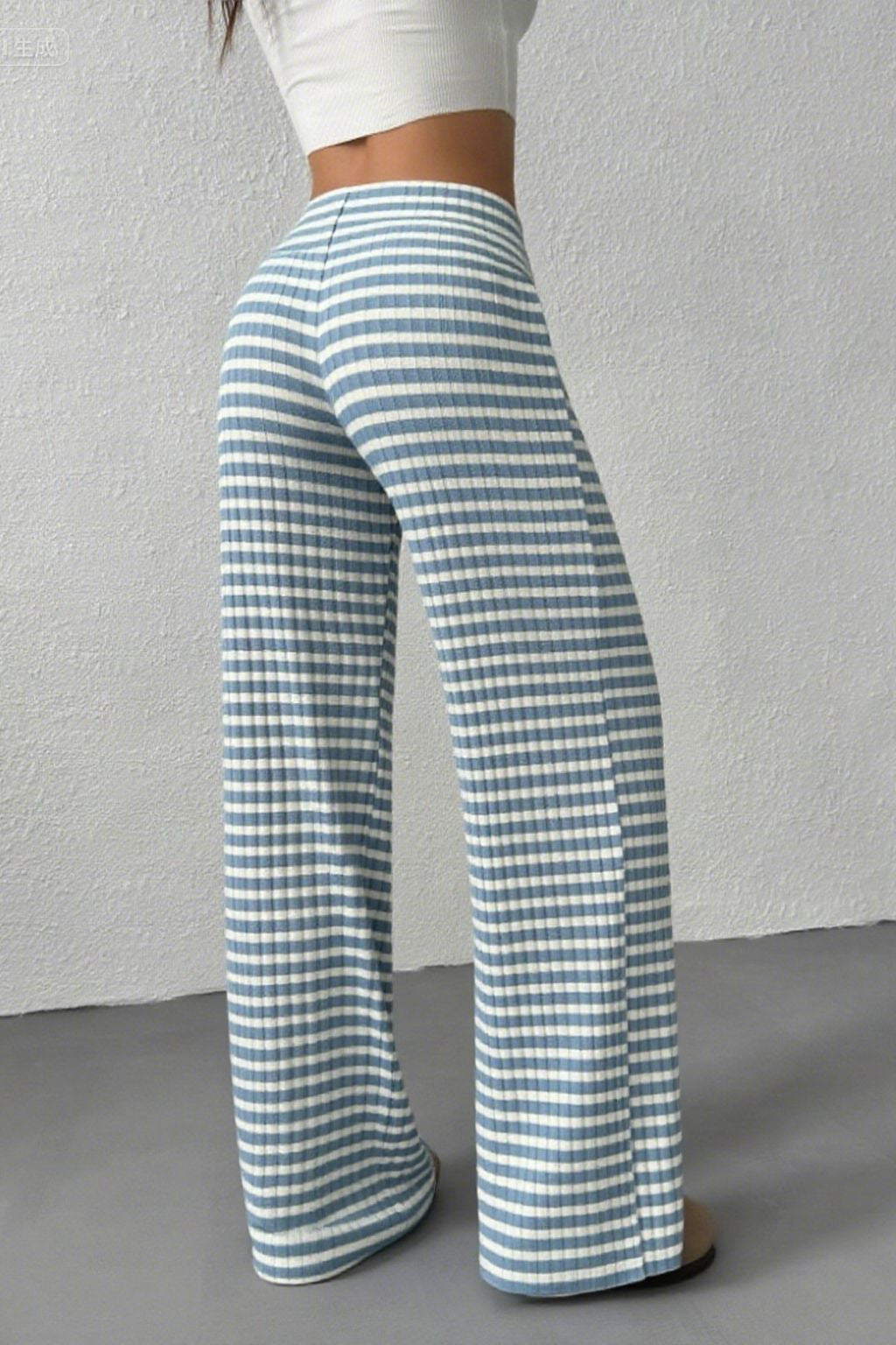Stripe Knit Straight Leg Pants