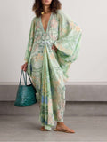 Unique Print V Neck Oversized Midi Dress