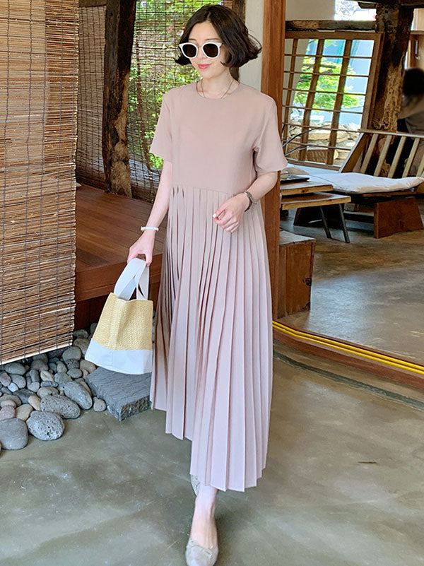 Urban Ruffled Split-joint High Waisted Short Sleeves Midi Dress