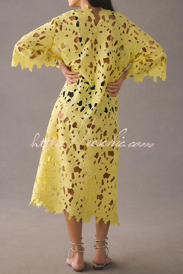 I Belong Here Eyelet Lace Cover Up Beach Midi Dress