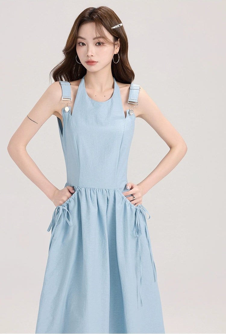 Overall Midi Dress With Side Ties