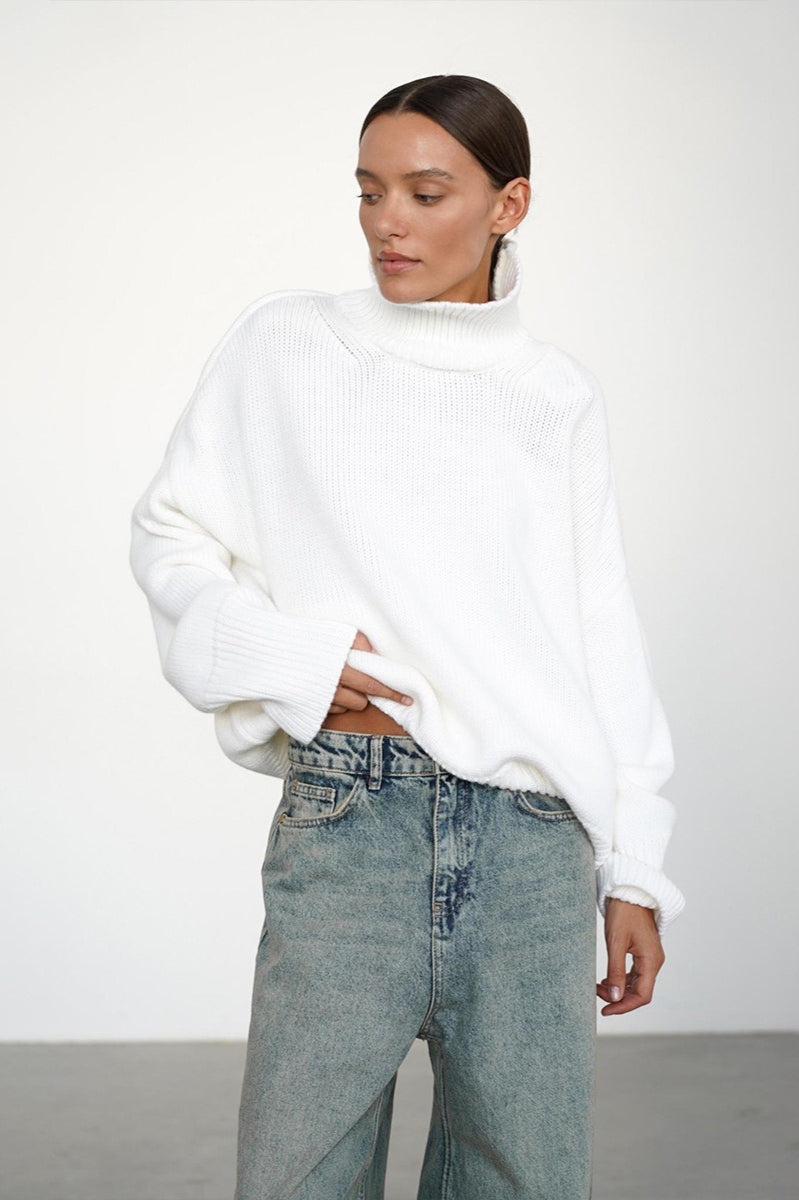 Loose Fit Turtleneck Euro Knit Sweater
