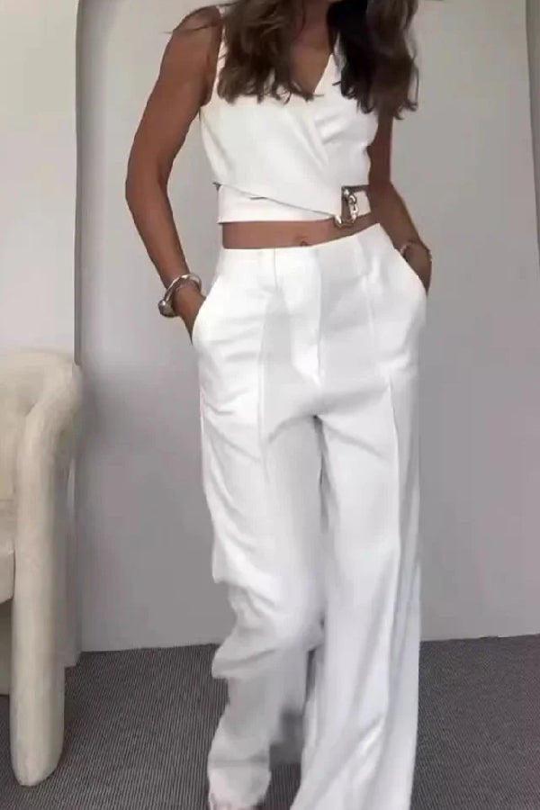 Crossover Vest & Pants Two-piece Set