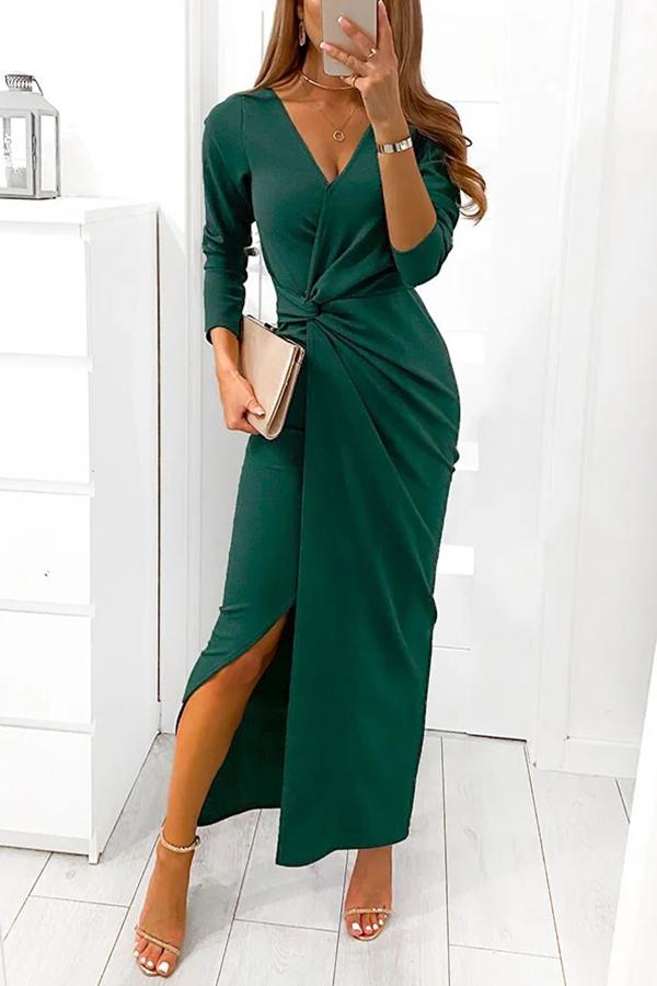 With a Twist Slit Midi Dress