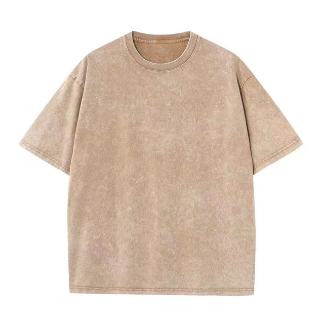 ’s Washed T-shirts Street Hip Hop Retro Punk T Shirt Harajuku Cotton Short Sleeve Acid Wash Tshirts Top