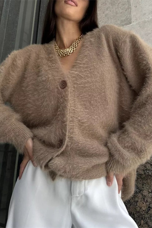 Plush V-neck Cardigan