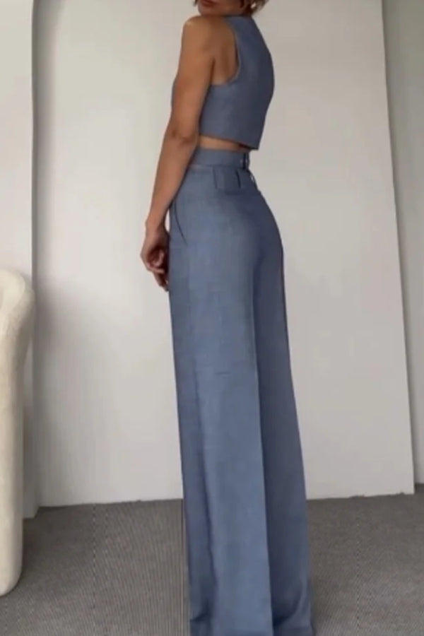 Crossover Vest & Pants Two-piece Set