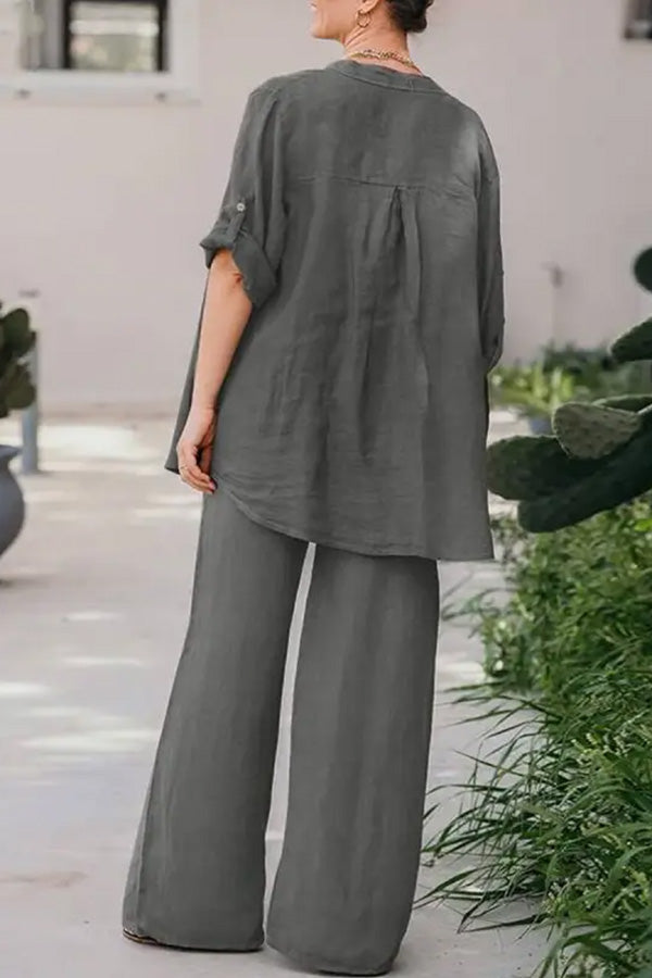 Loose Color Shirt Pants Set