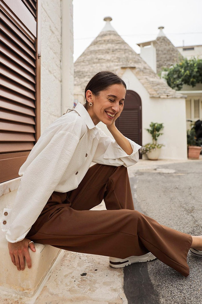 High-waist Straight-leg Pants