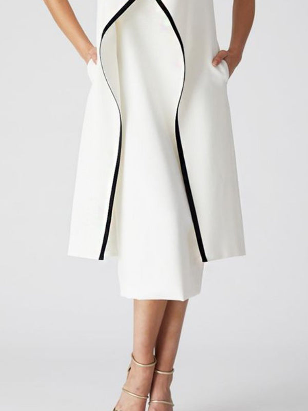 False Two Sleeveless Color Midi Dresses