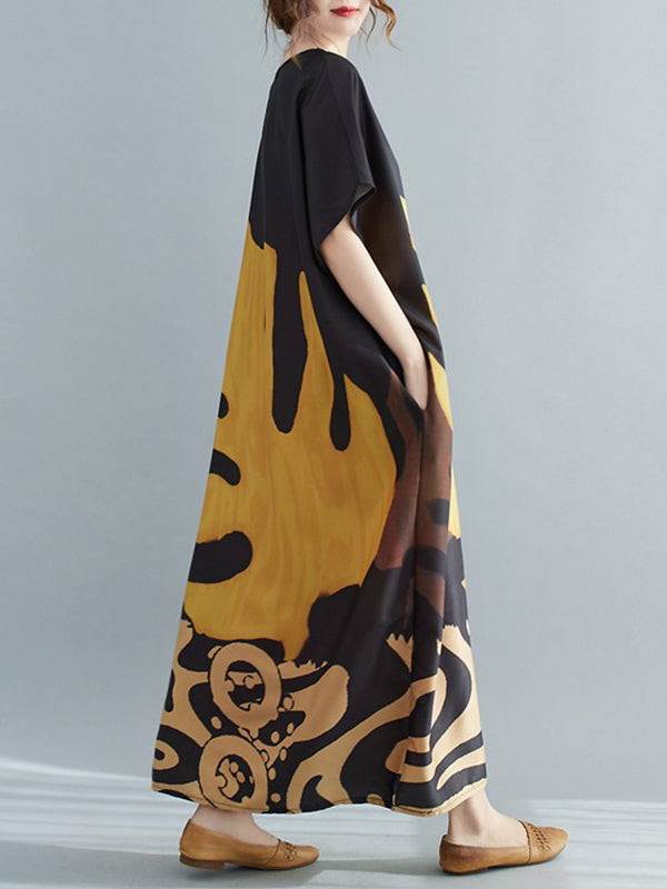 Loose Leaf Printed Midi Dress