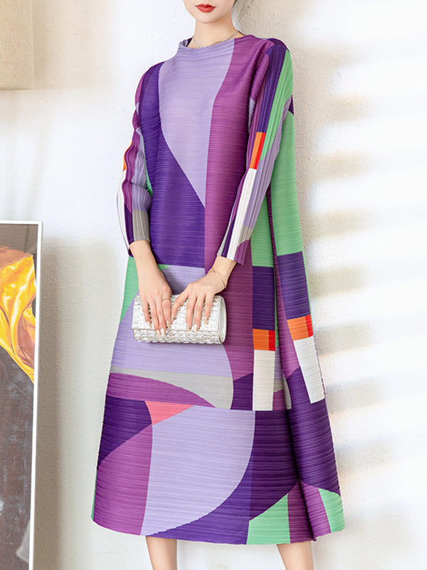 Original Loose Contrast Color Split-joint Midi Dress