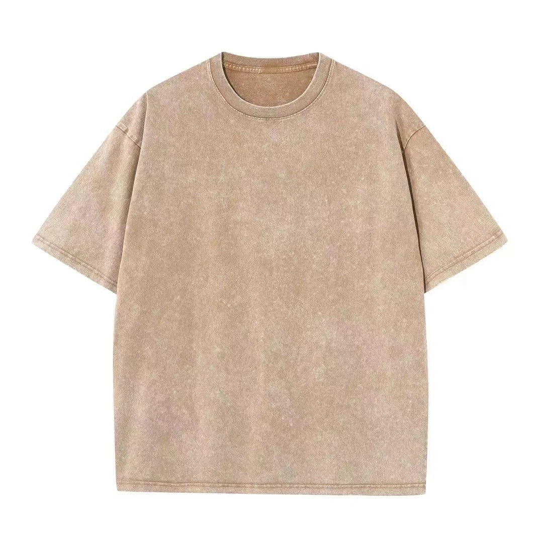 ’s Washed T-shirts Street Hip Hop Retro Punk T Shirt Harajuku Cotton Short Sleeve Acid Wash Tshirts Top