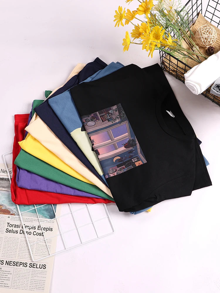 Kitchen Knife Black Cat Wha? Print Female Short Sleeve Breathable T-shirts Summer Cool Tee Clothes Street Hip Hop Tops