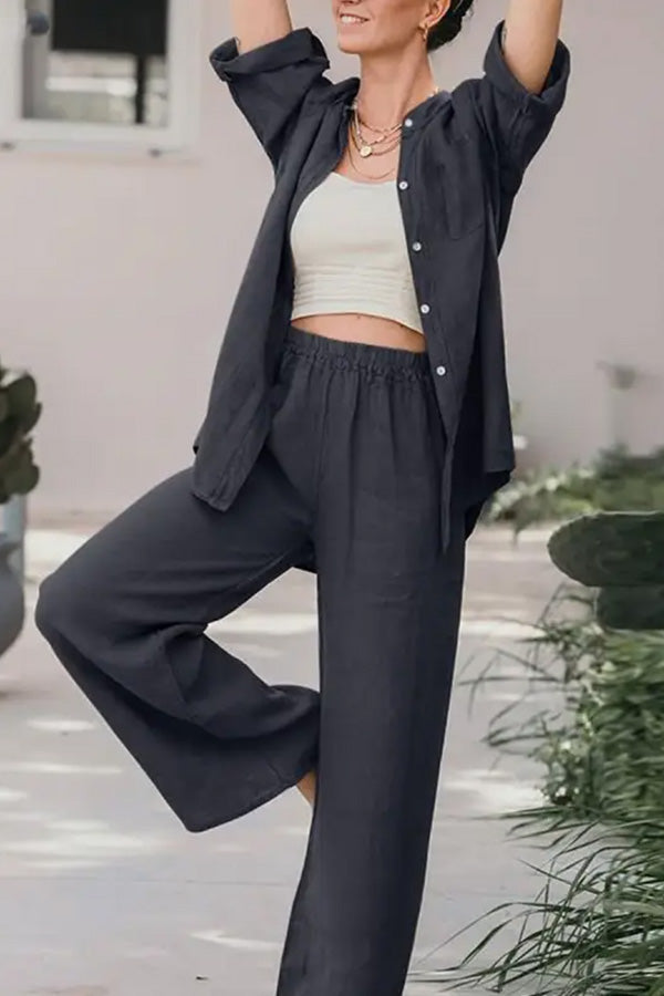 Loose Color Shirt Pants Set