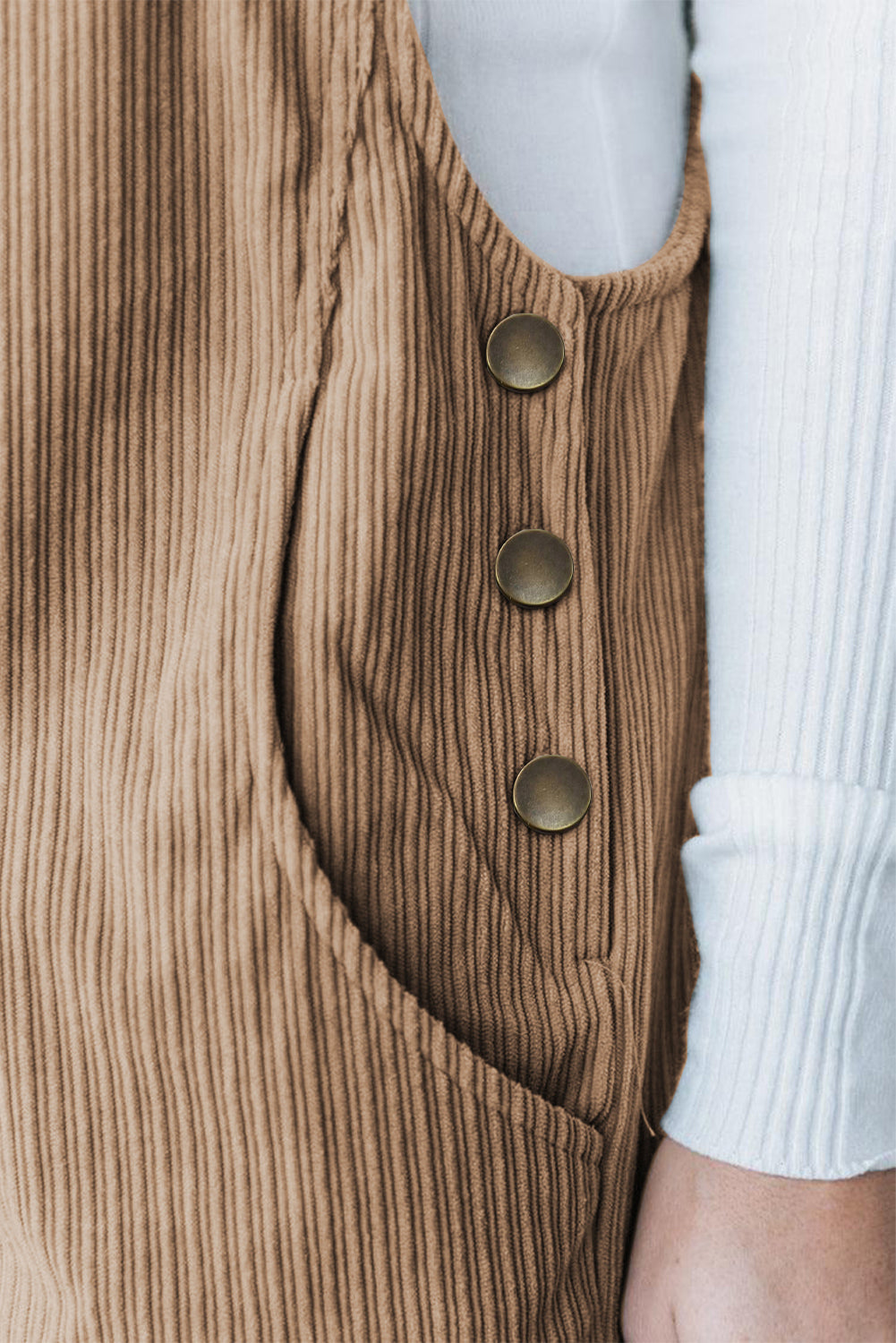 Color Pocketed Corduroy Overall