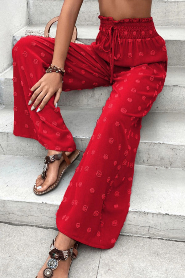 High Waist Jacquard Wide Leg Pants Trousers