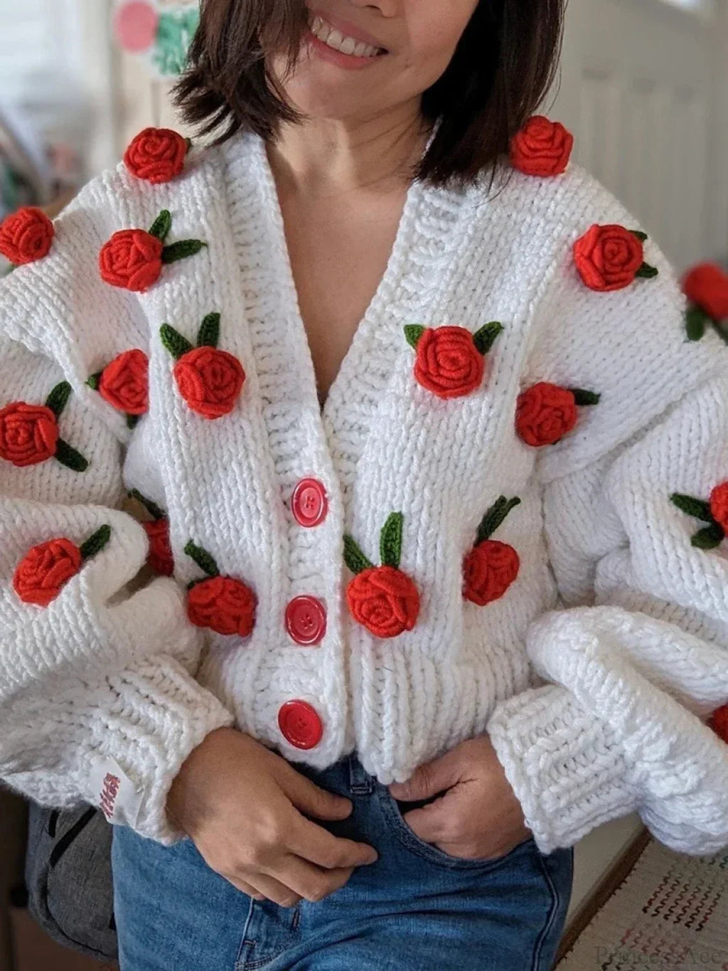 Button Closure Knit Cardigan