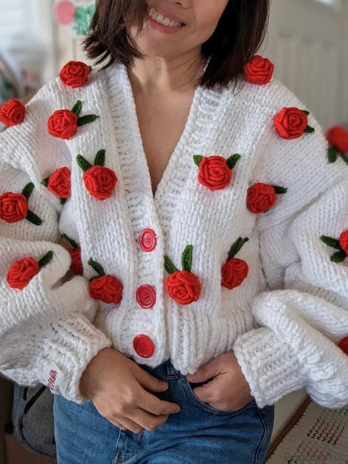 Button Closure Knit Cardigan