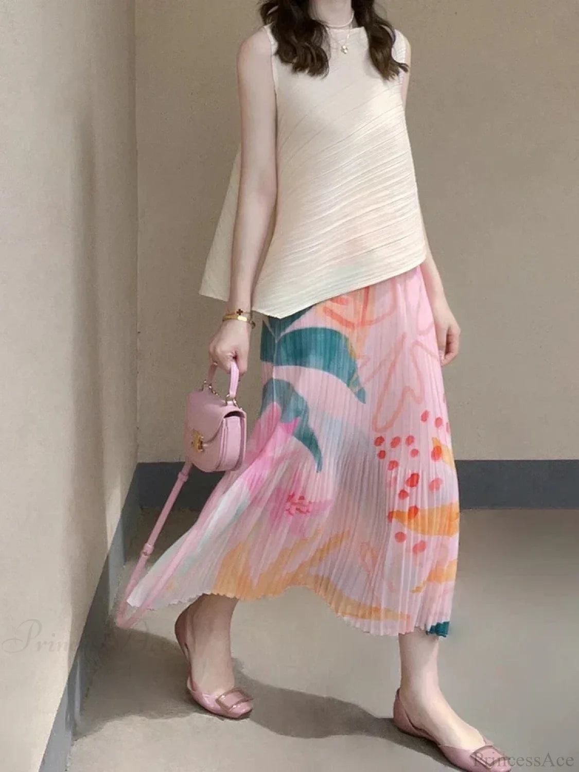 Pleated Slimming High Waist Beach Comfort Skirt