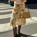 Print Tiered A-line Midi Skirt