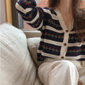 Striped Textured Button Front Cardigan
