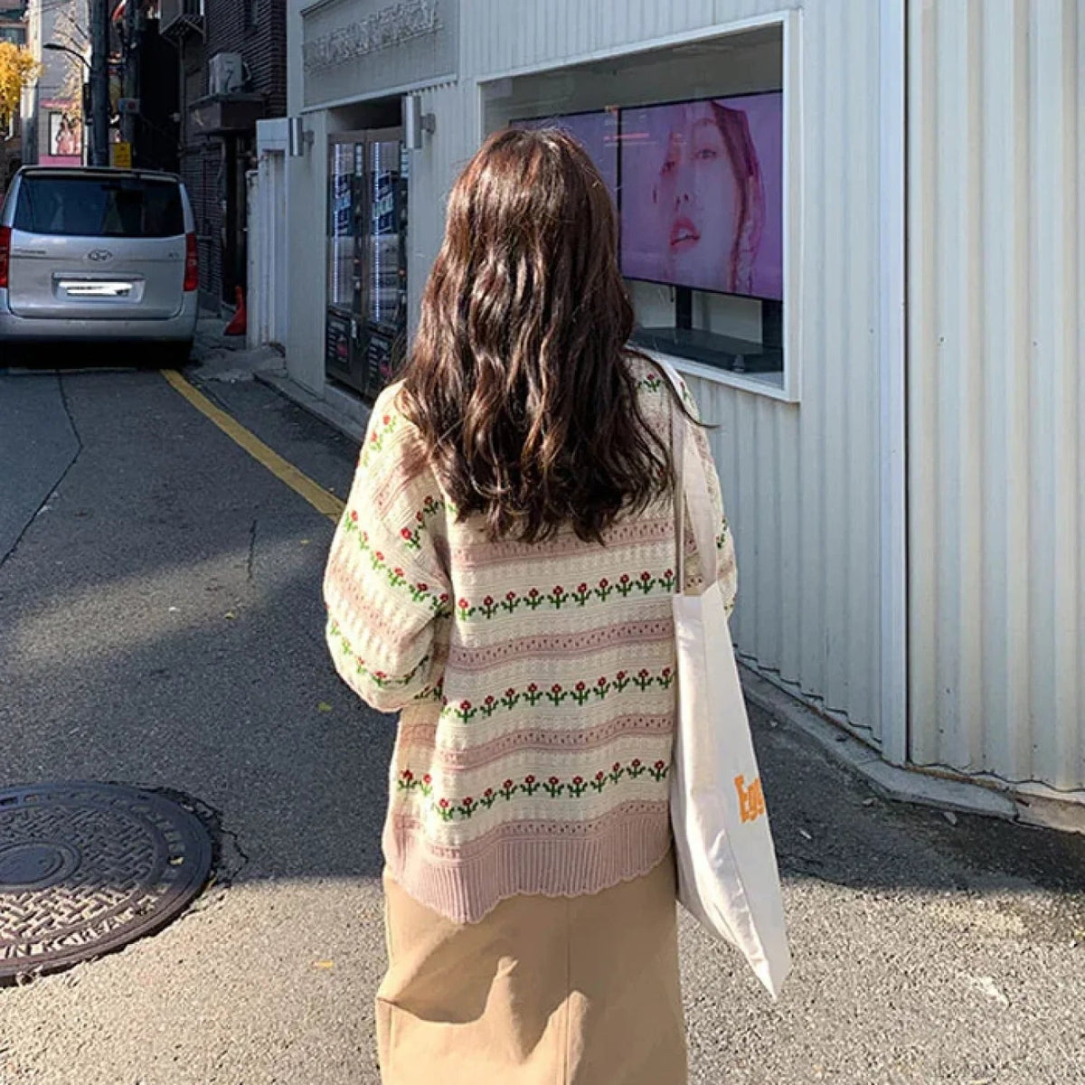 Striped Textured Button Front Cardigan