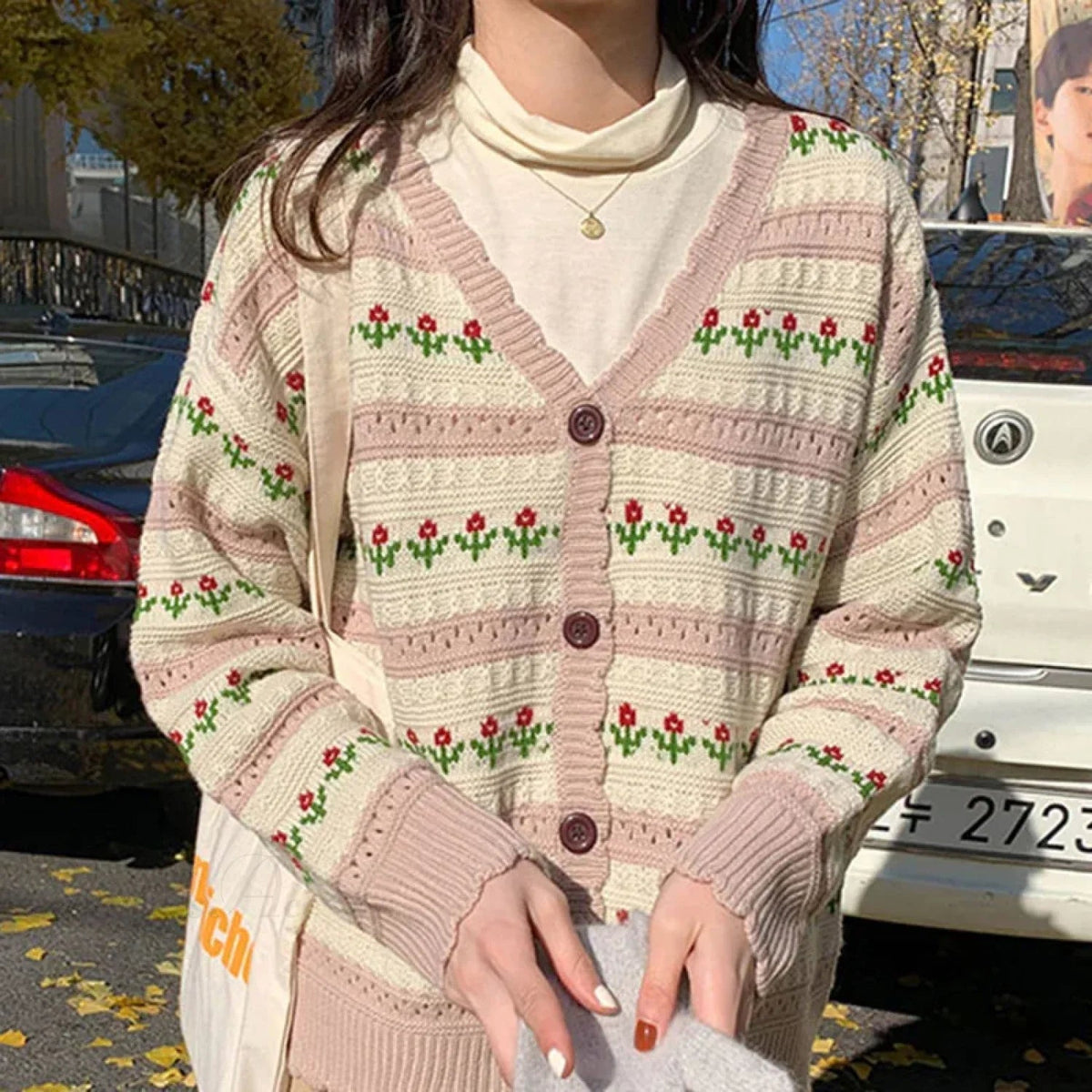 Striped Textured Button Front Cardigan