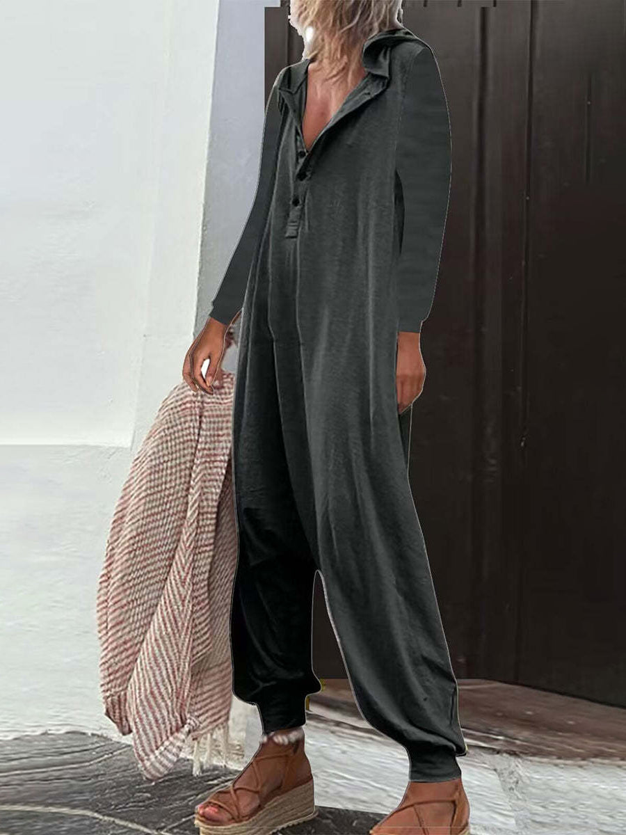 Long Sleeves Hoodie Loose Jumpsuit