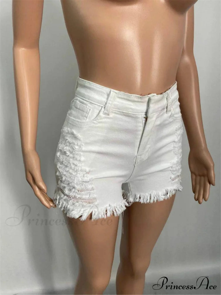 For Warm-season Waist High Denim Hole Pants Out Ripped Hollow Shorts