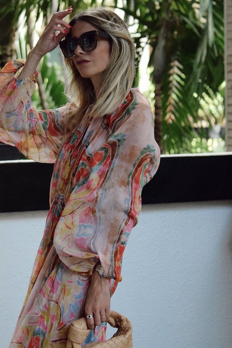 Grace Printed Balloon Sleeve Midi Dress