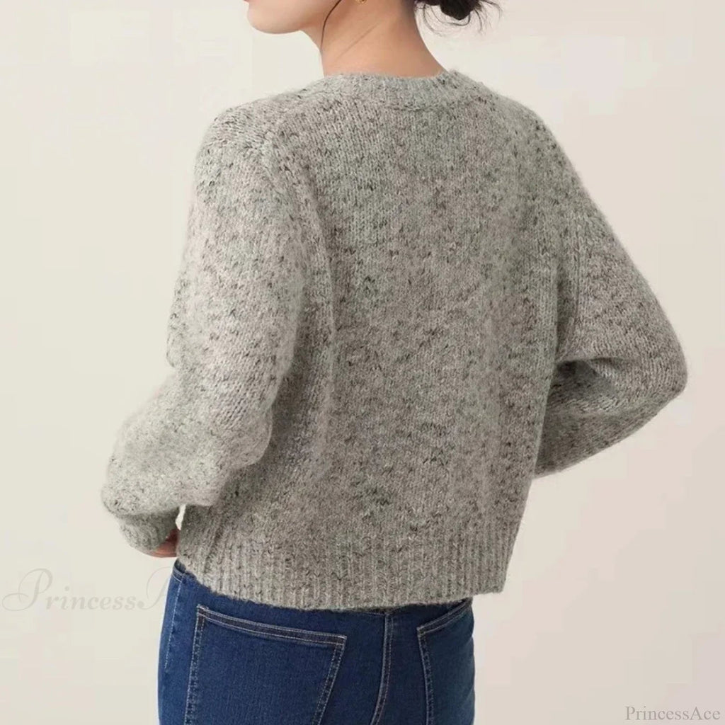 Gray O-neck Button Cardigan