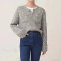 Gray O-neck Button Cardigan