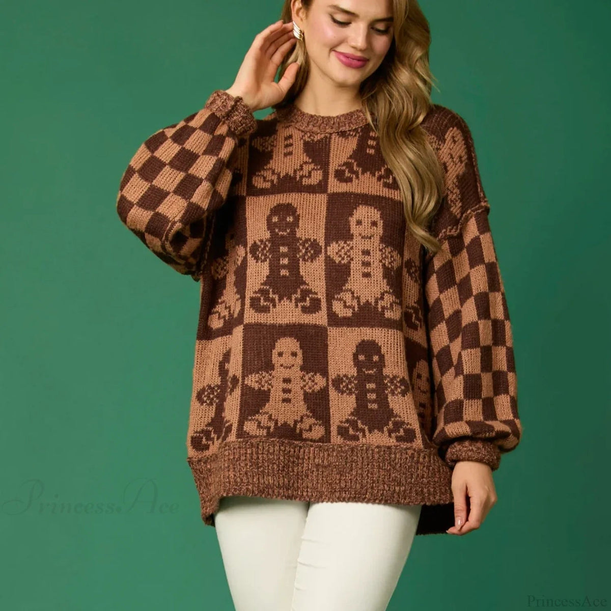 Halloween Round Neck Long Sleeve Aesthetic Gingerbread Loose Sweater