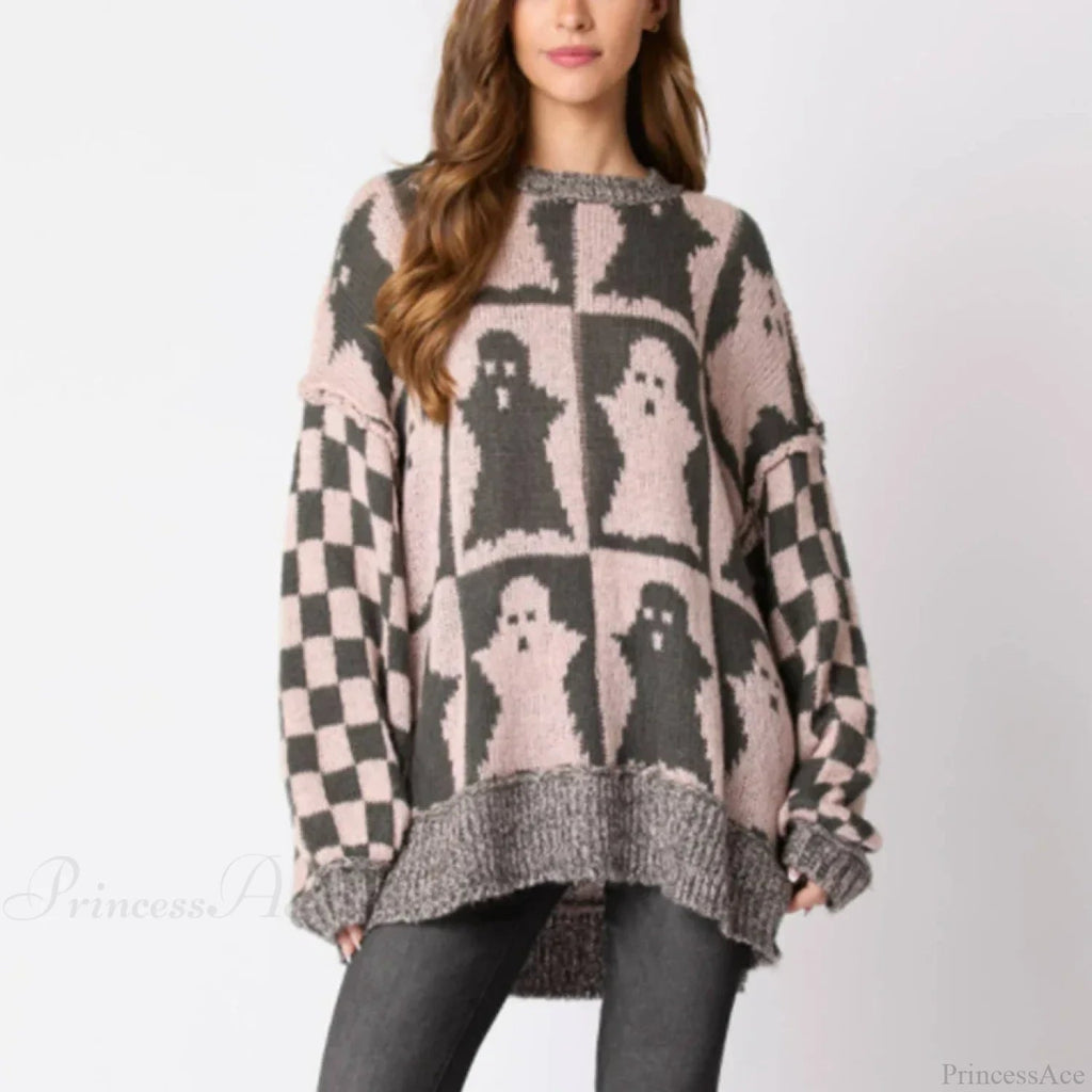 Halloween Round Neck Long Sleeve Aesthetic Gingerbread Loose Sweater