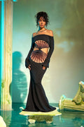 Hannah Off-shoulder Cut-out Polyester Maxi Dress