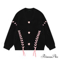 Heart Buttons Ribbion Charming Lace Up Cardigan