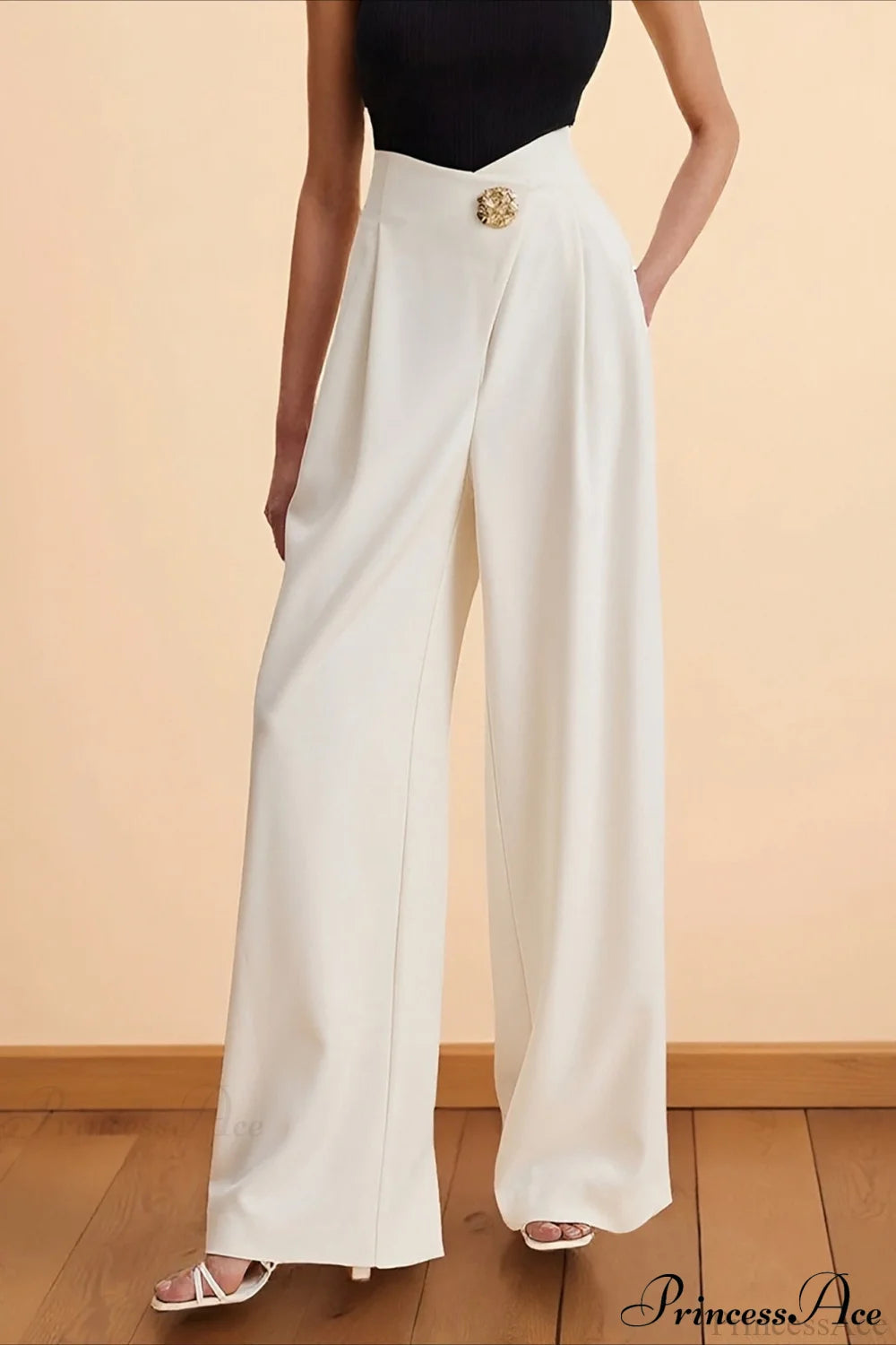 High-waisted Wide-leg Asymmetric Pants