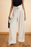 High-waisted Wide-leg Asymmetric Pants