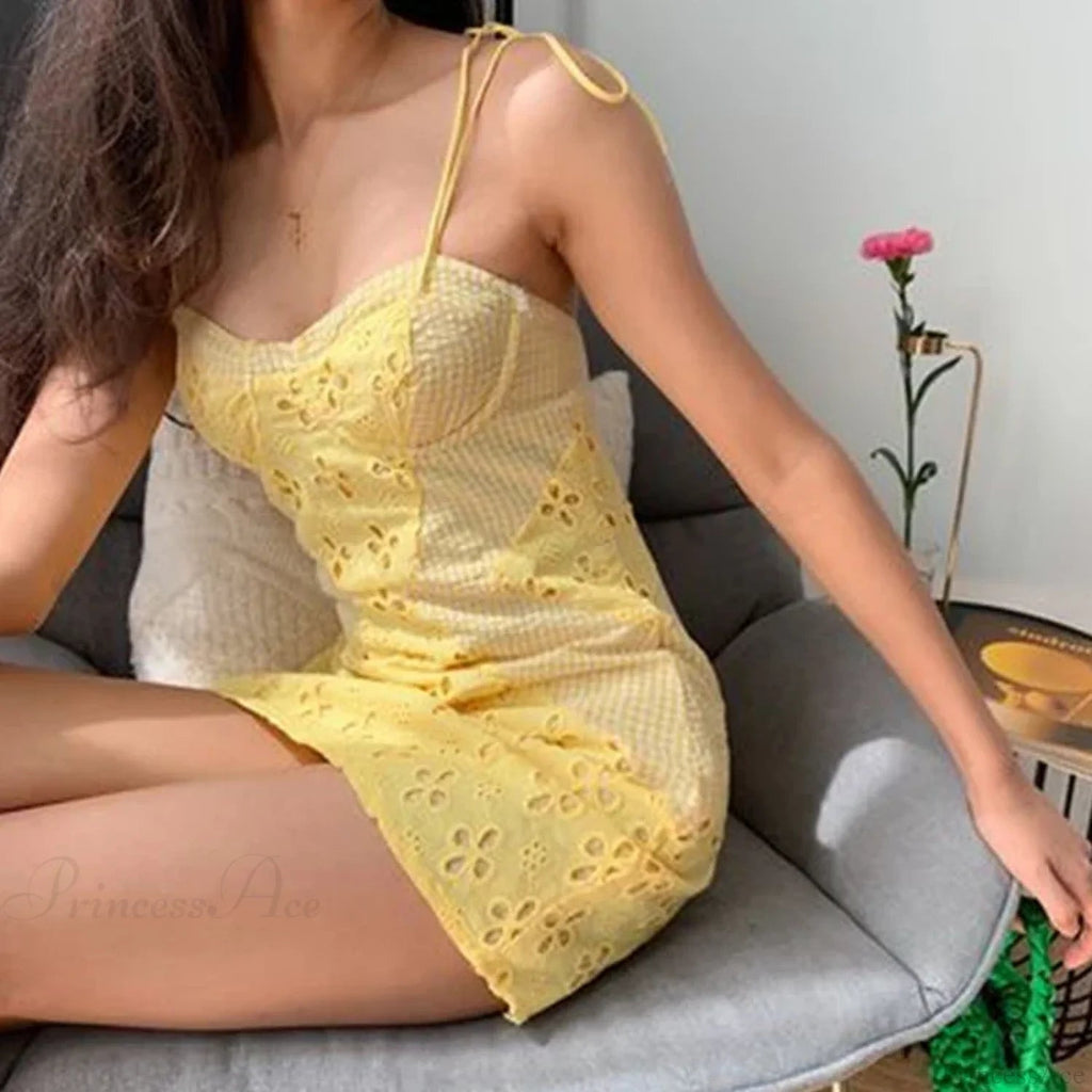 Hollow Spaghetti Mini Dress