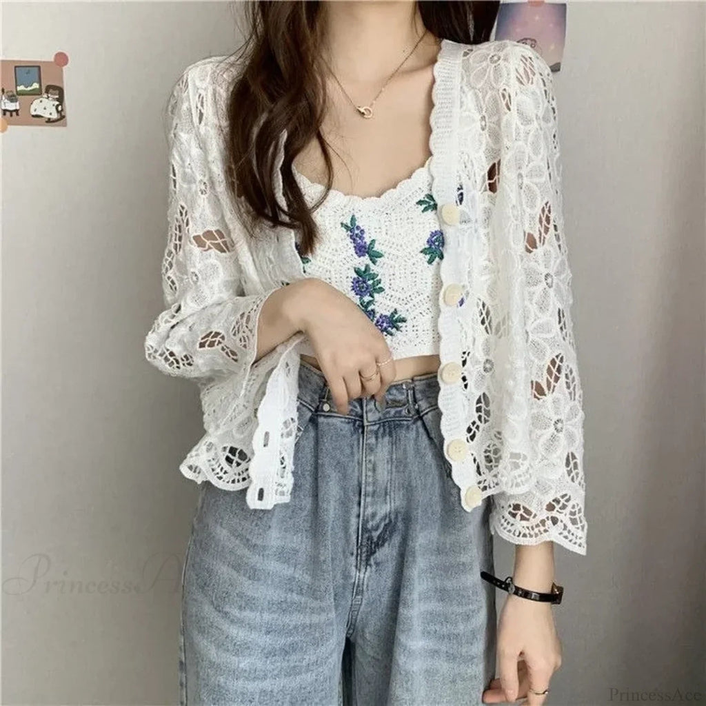 Hollow Out Long Sleeve Shrug Cardigan