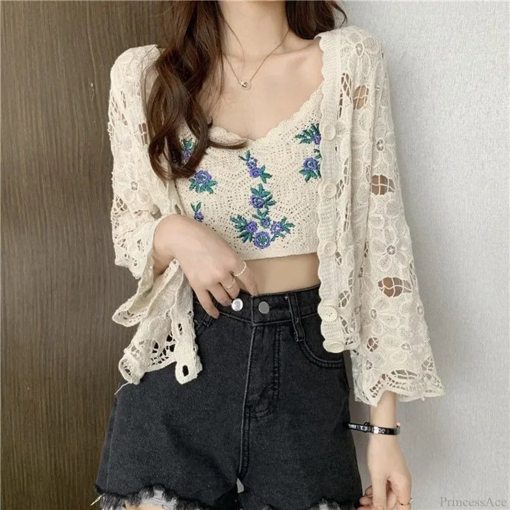 Hollow Out Long Sleeve Shrug Cardigan