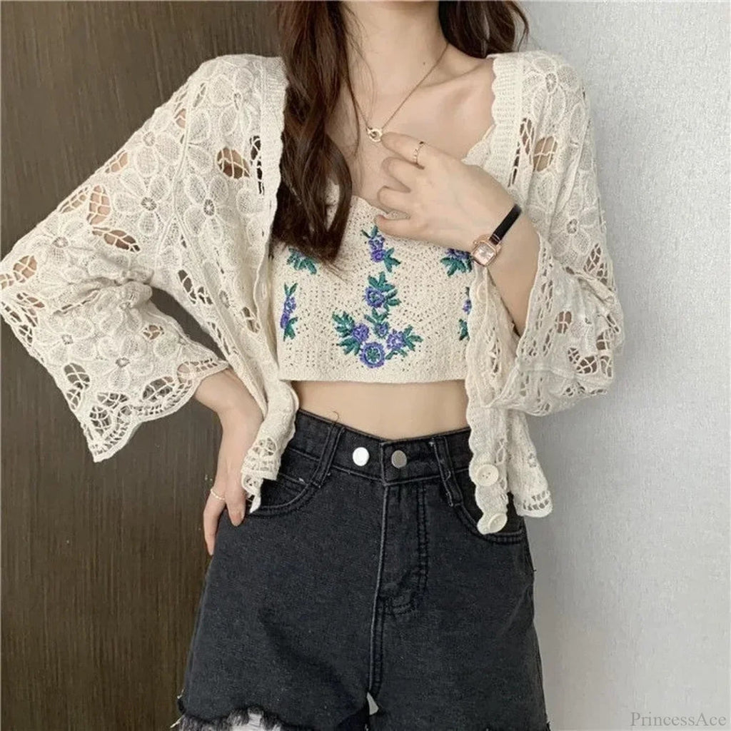 Hollow Out Long Sleeve Shrug Cardigan