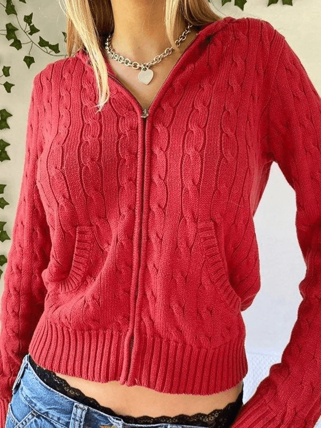 Hooded Button Graceful Front Knit Cardigan